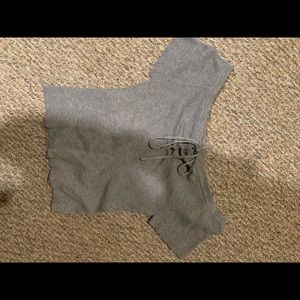 Off the shoulder gray ribbed crop top